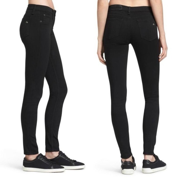 Rag & Bone Jean Legging Black Plush Skinny Mid Rise Stretch Denim Size 28 - Picture 2 of 14
